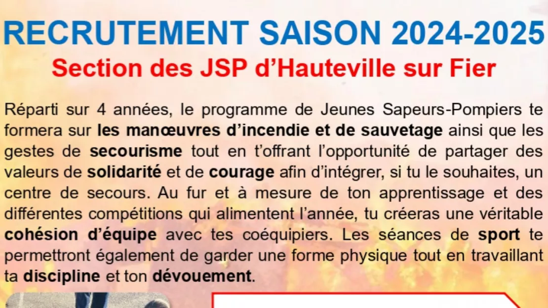 RECRUTEMENT 2024-2025 / JSP HAUTEVILLE SUR FIER