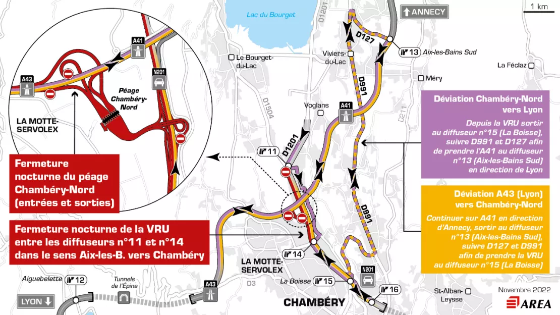 Des fermetures nocturnes pour l’échangeur de Chambéry-Nord